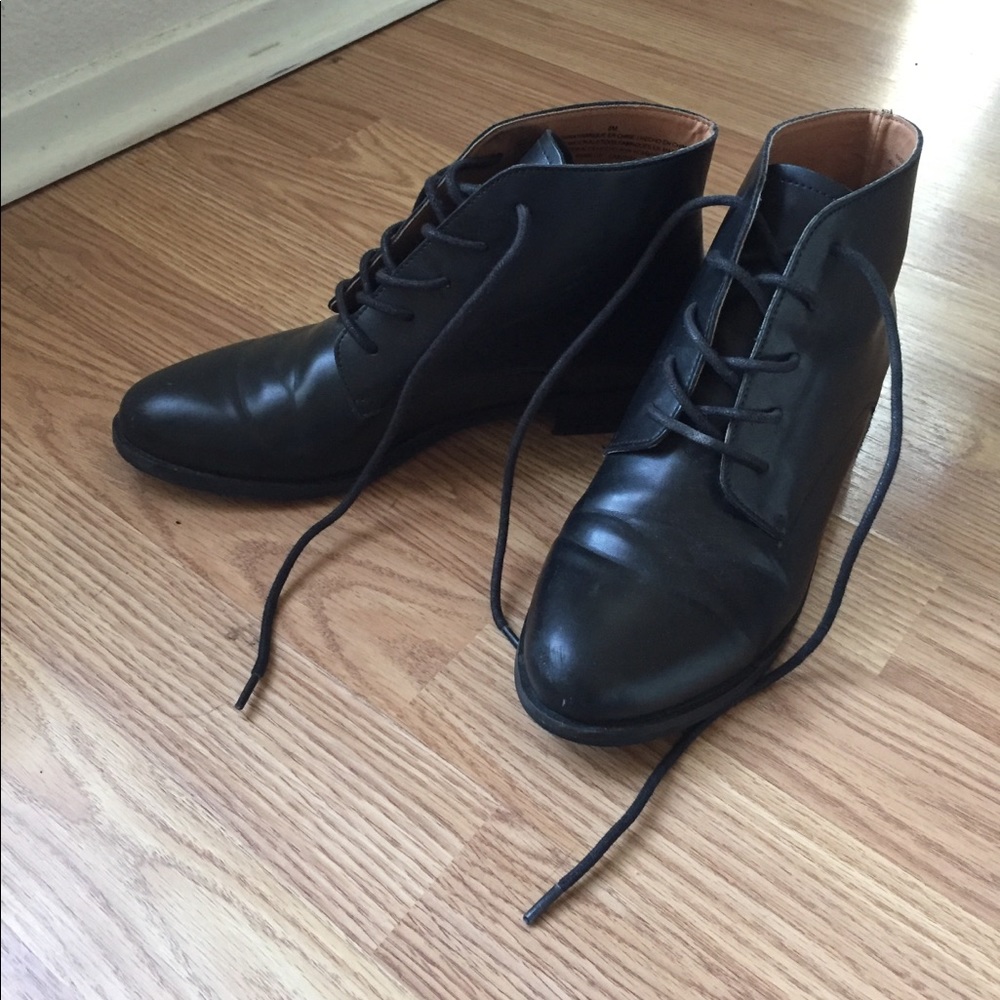 Black Leather boots from Urban Outfitters